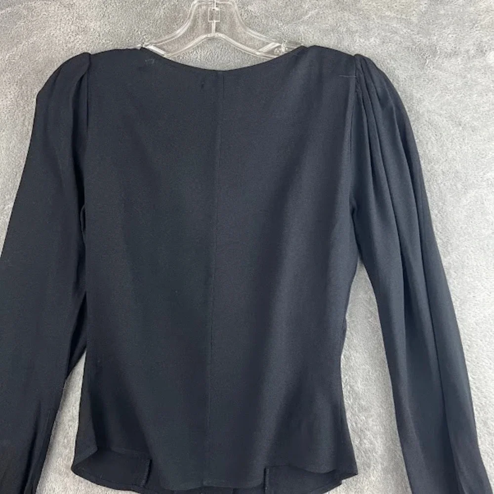 Reformation Nell Top Womens XS Black Puff Sleeve Romantic Clean Girl Cottagecore